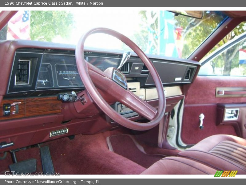 White / Maroon 1990 Chevrolet Caprice Classic Sedan