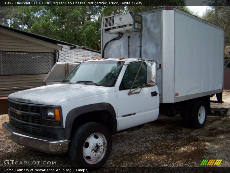 White / Gray 1994 Chevrolet C/K C3500 Regular Cab Chassis Refrigerated Truck