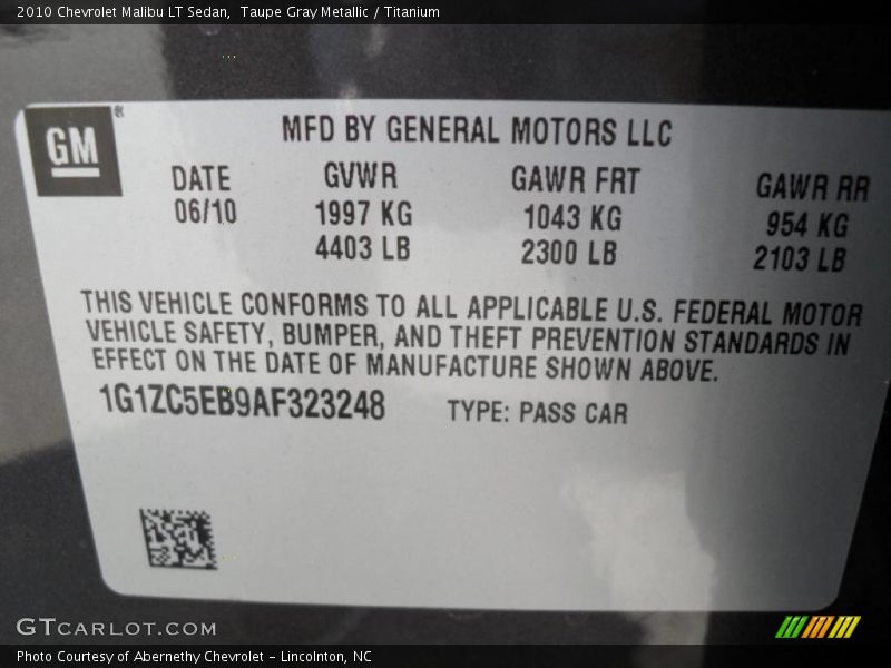 Taupe Gray Metallic / Titanium 2010 Chevrolet Malibu LT Sedan