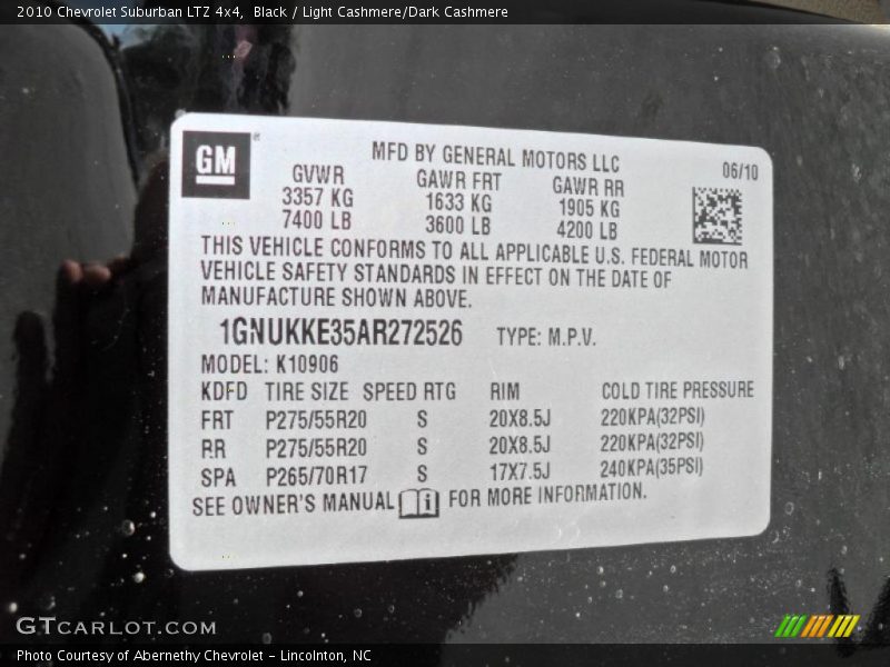 Black / Light Cashmere/Dark Cashmere 2010 Chevrolet Suburban LTZ 4x4