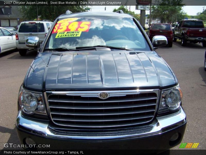 Steel Blue Metallic / Dark Khaki/Light Graystone 2007 Chrysler Aspen Limited