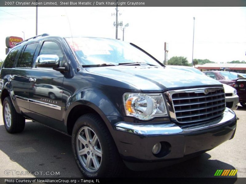 Steel Blue Metallic / Dark Khaki/Light Graystone 2007 Chrysler Aspen Limited