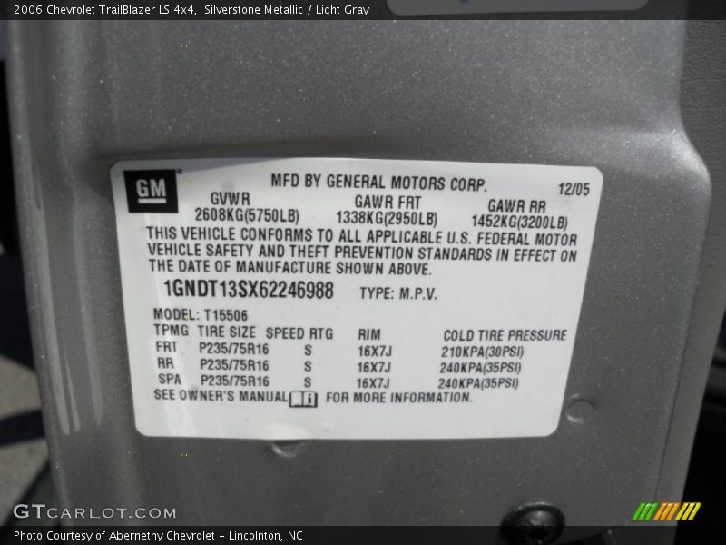 Silverstone Metallic / Light Gray 2006 Chevrolet TrailBlazer LS 4x4
