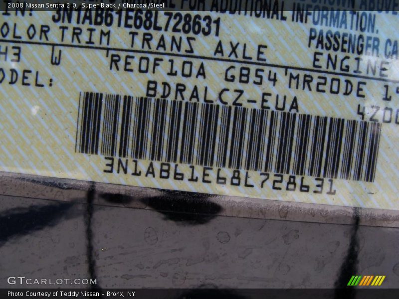 Super Black / Charcoal/Steel 2008 Nissan Sentra 2.0