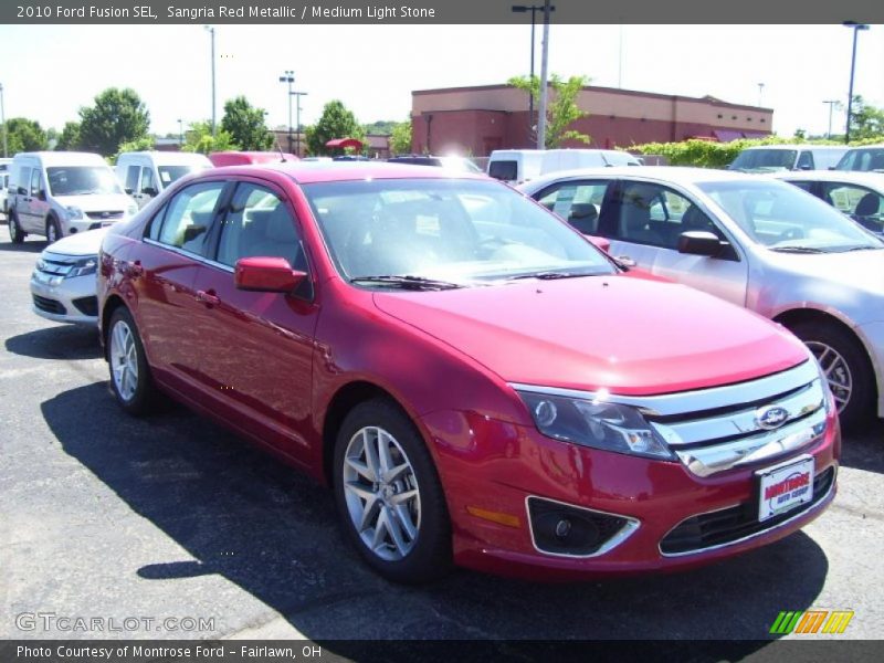 Sangria Red Metallic / Medium Light Stone 2010 Ford Fusion SEL