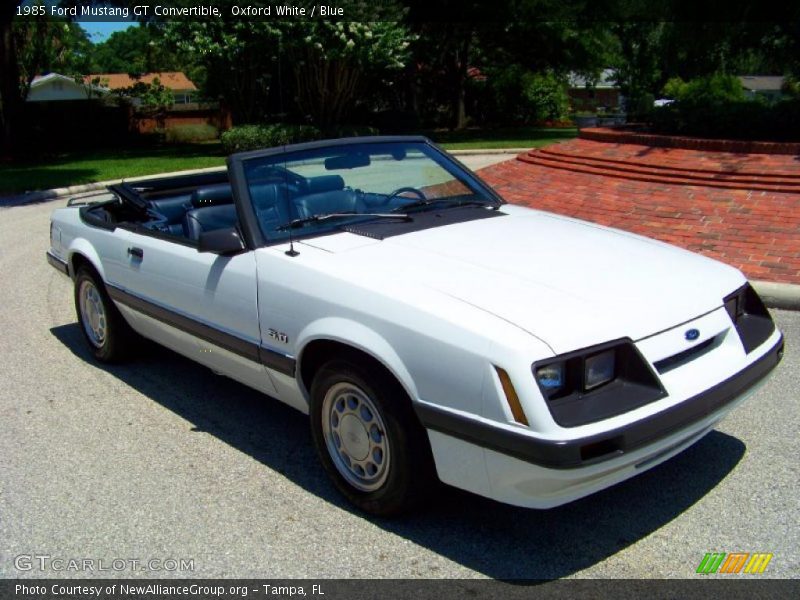 Oxford White / Blue 1985 Ford Mustang GT Convertible