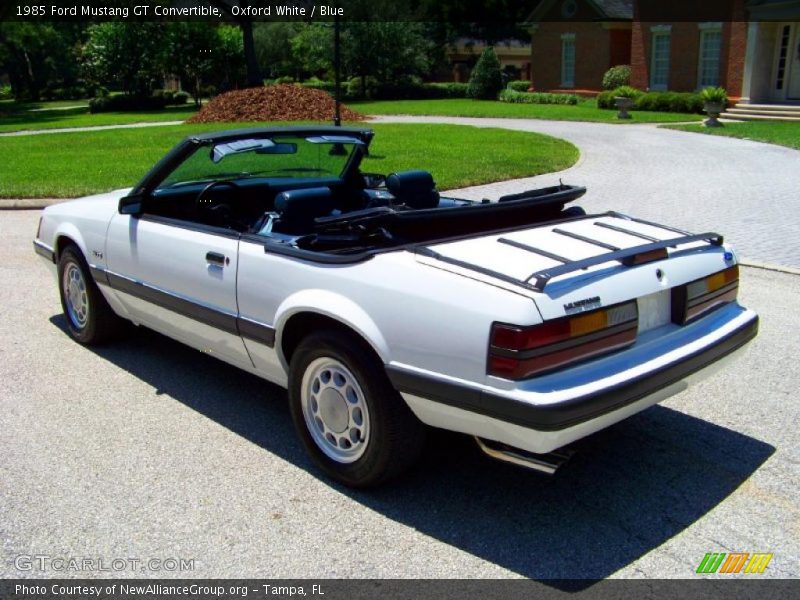 Oxford White / Blue 1985 Ford Mustang GT Convertible