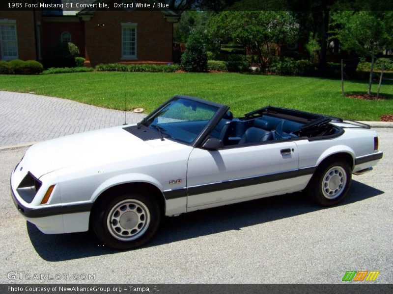 Oxford White / Blue 1985 Ford Mustang GT Convertible