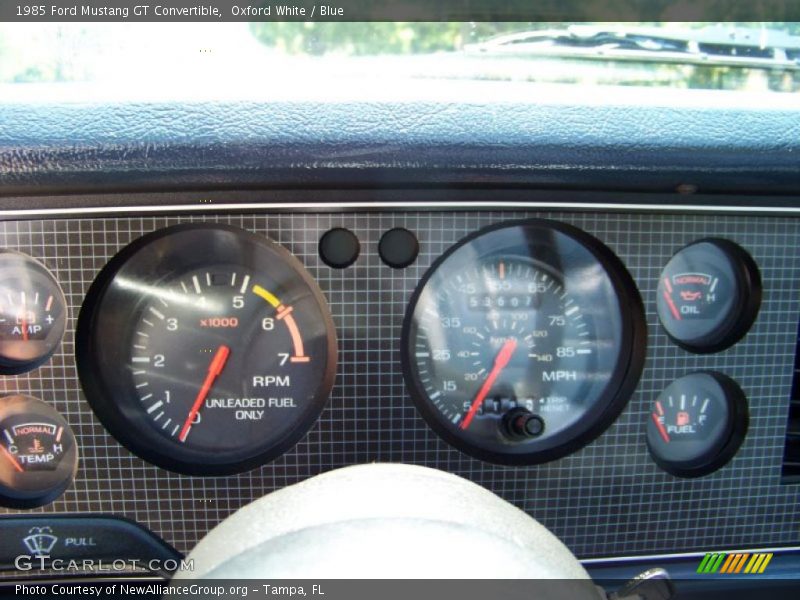 Oxford White / Blue 1985 Ford Mustang GT Convertible