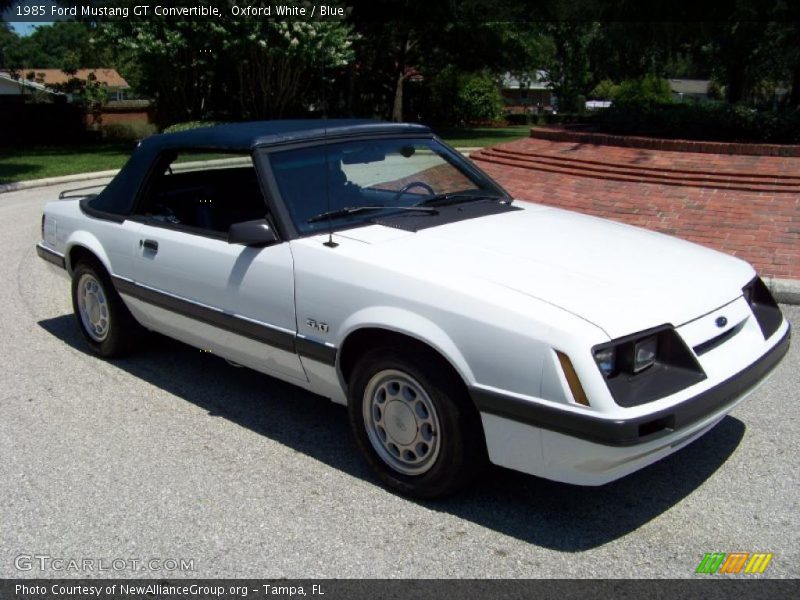 Oxford White / Blue 1985 Ford Mustang GT Convertible