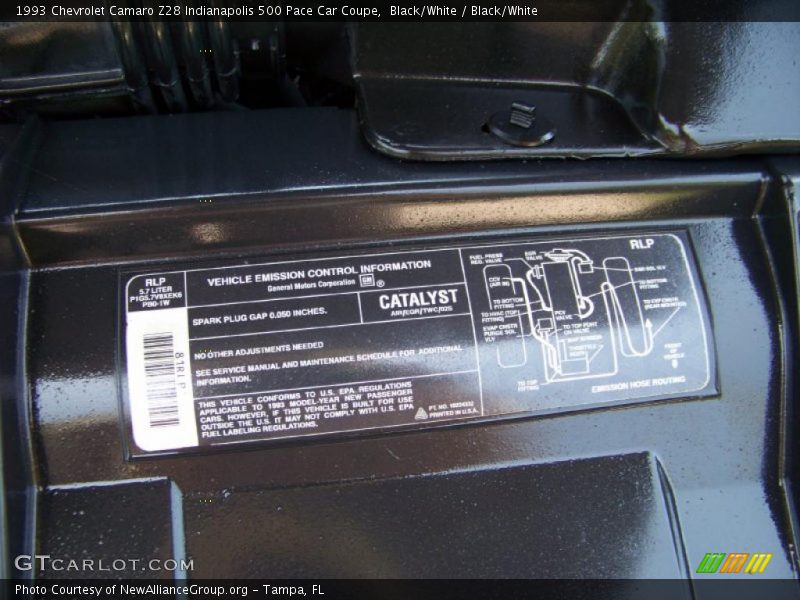 Black/White / Black/White 1993 Chevrolet Camaro Z28 Indianapolis 500 Pace Car Coupe