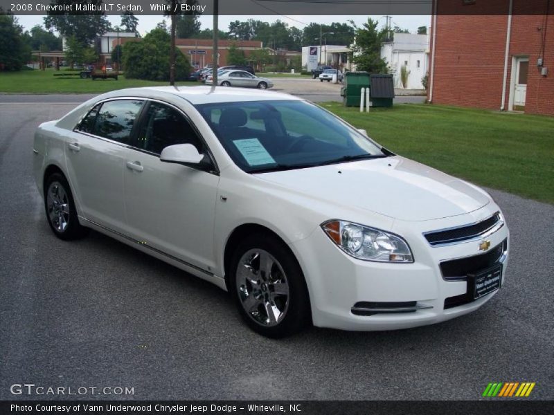 White / Ebony 2008 Chevrolet Malibu LT Sedan