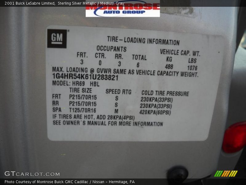 Sterling Silver Metallic / Medium Gray 2001 Buick LeSabre Limited