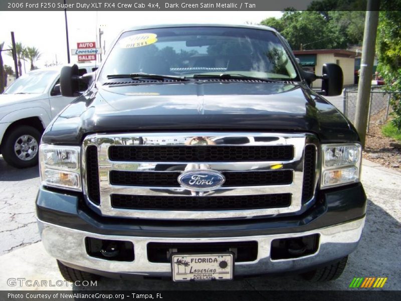 Dark Green Satin Metallic / Tan 2006 Ford F250 Super Duty XLT FX4 Crew Cab 4x4