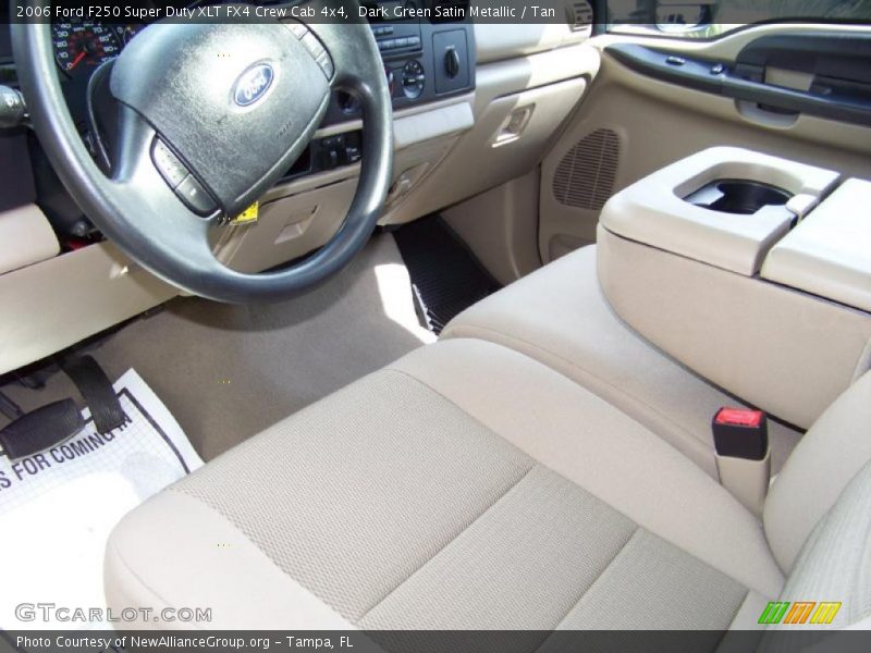 Dark Green Satin Metallic / Tan 2006 Ford F250 Super Duty XLT FX4 Crew Cab 4x4