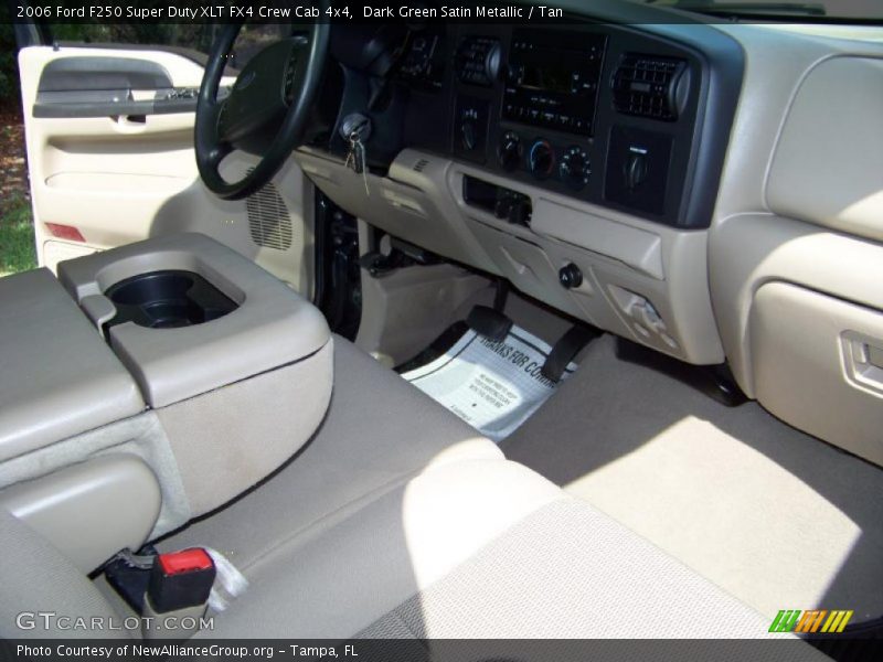 Dark Green Satin Metallic / Tan 2006 Ford F250 Super Duty XLT FX4 Crew Cab 4x4