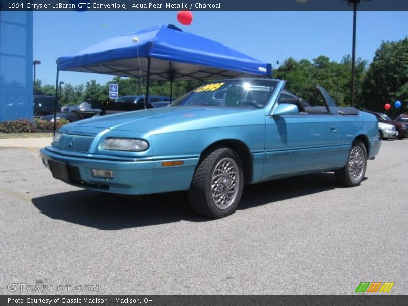 Aqua Pearl Metallic / Charcoal 1994 Chrysler LeBaron GTC Convertible