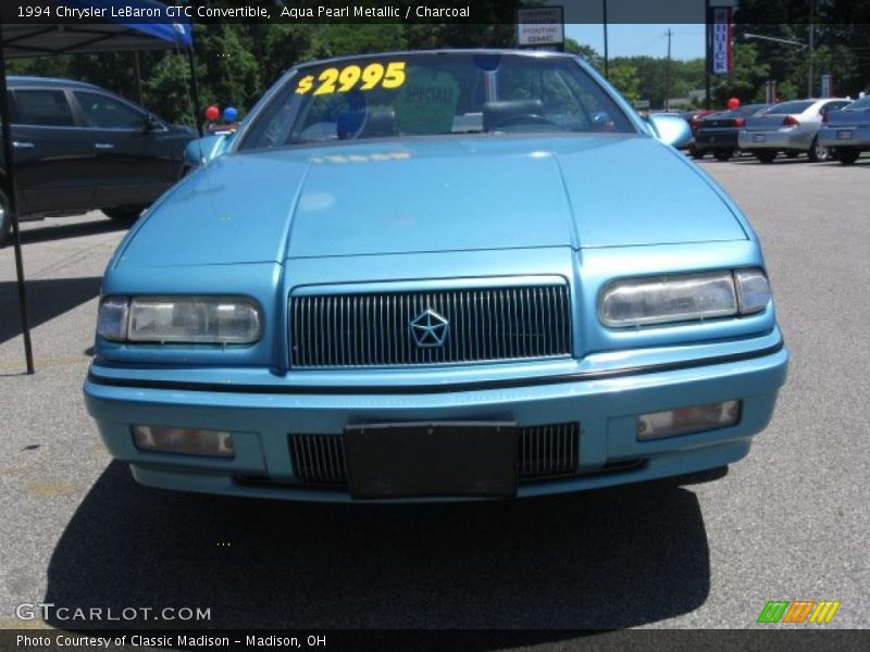 Aqua Pearl Metallic / Charcoal 1994 Chrysler LeBaron GTC Convertible