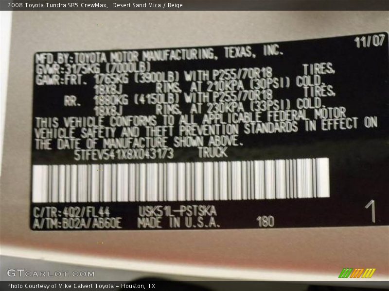 Desert Sand Mica / Beige 2008 Toyota Tundra SR5 CrewMax