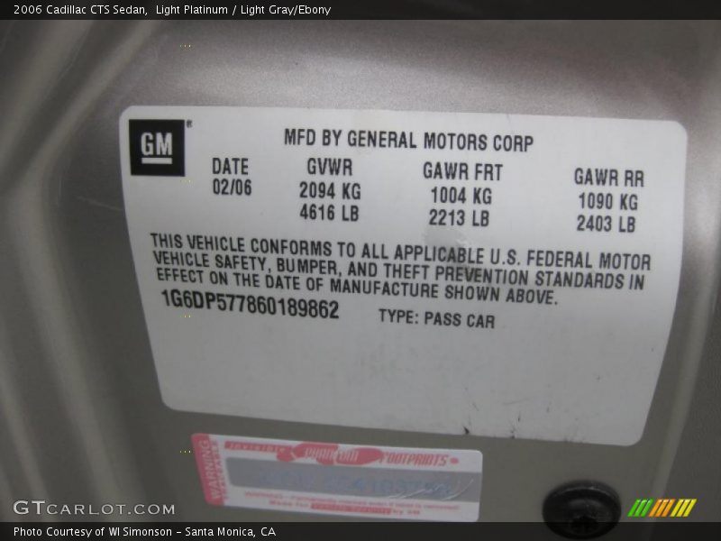 Light Platinum / Light Gray/Ebony 2006 Cadillac CTS Sedan