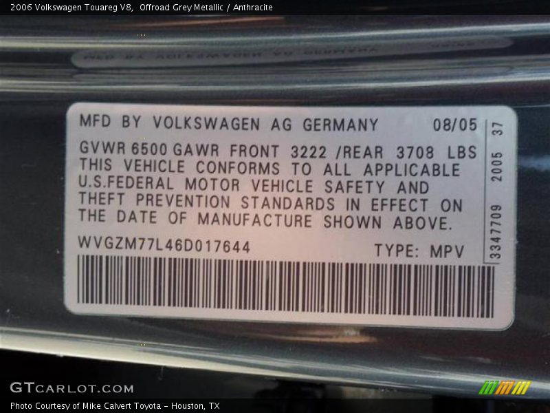 Offroad Grey Metallic / Anthracite 2006 Volkswagen Touareg V8