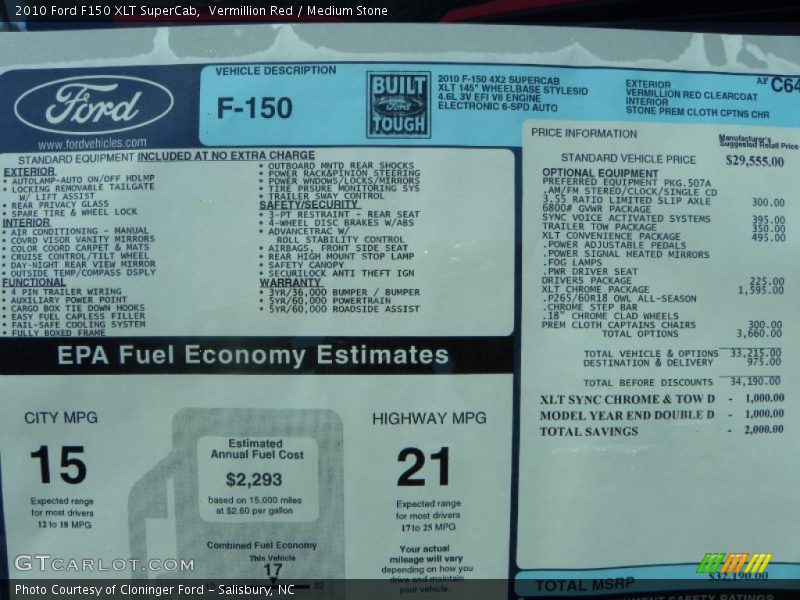 Vermillion Red / Medium Stone 2010 Ford F150 XLT SuperCab