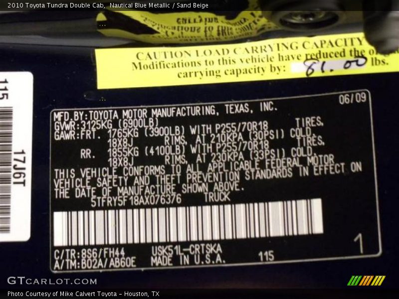 Nautical Blue Metallic / Sand Beige 2010 Toyota Tundra Double Cab