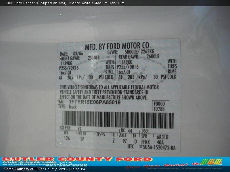 Oxford White / Medium Dark Flint 2006 Ford Ranger XL SuperCab 4x4