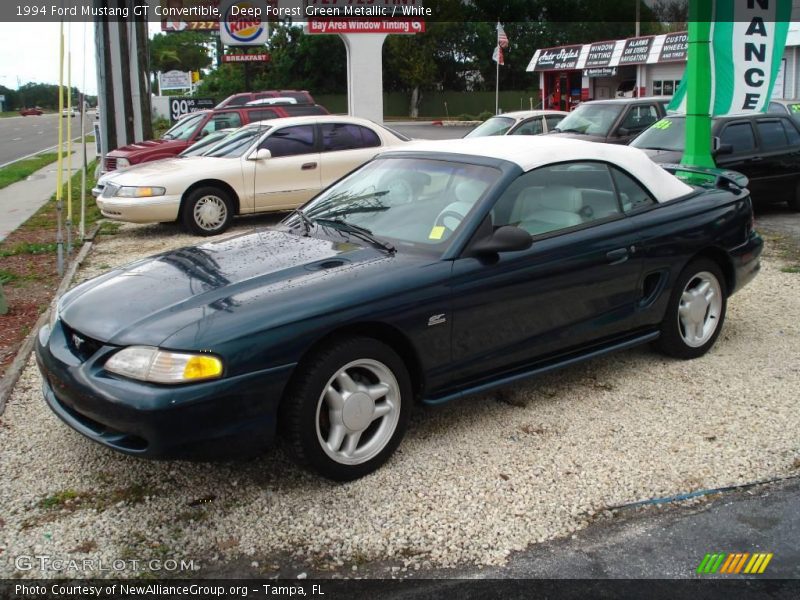 Deep Forest Green Metallic / White 1994 Ford Mustang GT Convertible