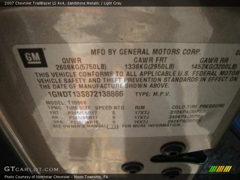 Sandstone Metallic / Light Gray 2007 Chevrolet TrailBlazer LS 4x4