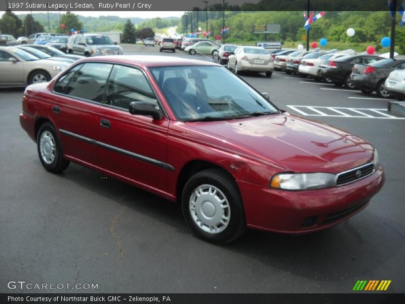 Ruby Pearl / Grey 1997 Subaru Legacy L Sedan