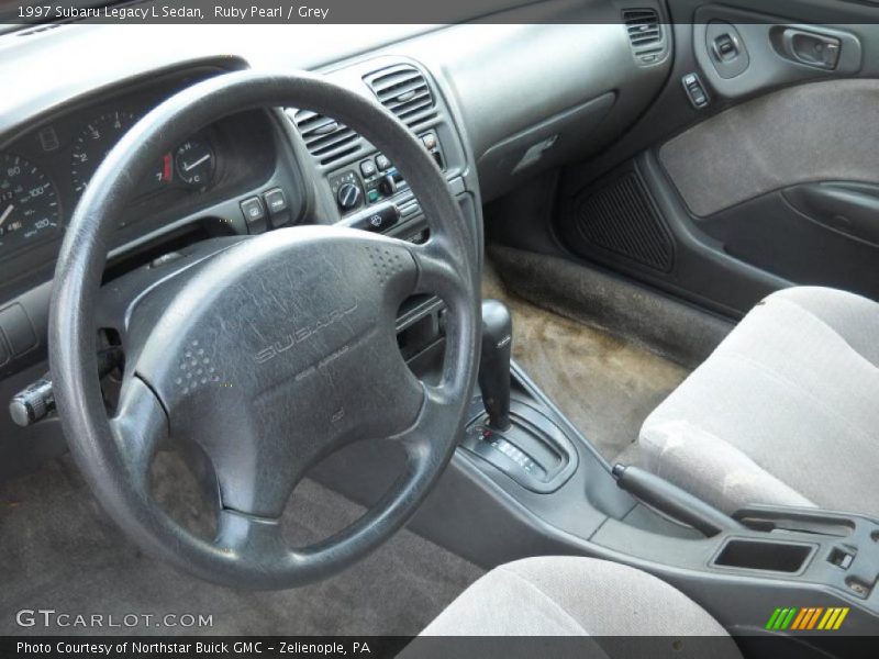 Ruby Pearl / Grey 1997 Subaru Legacy L Sedan