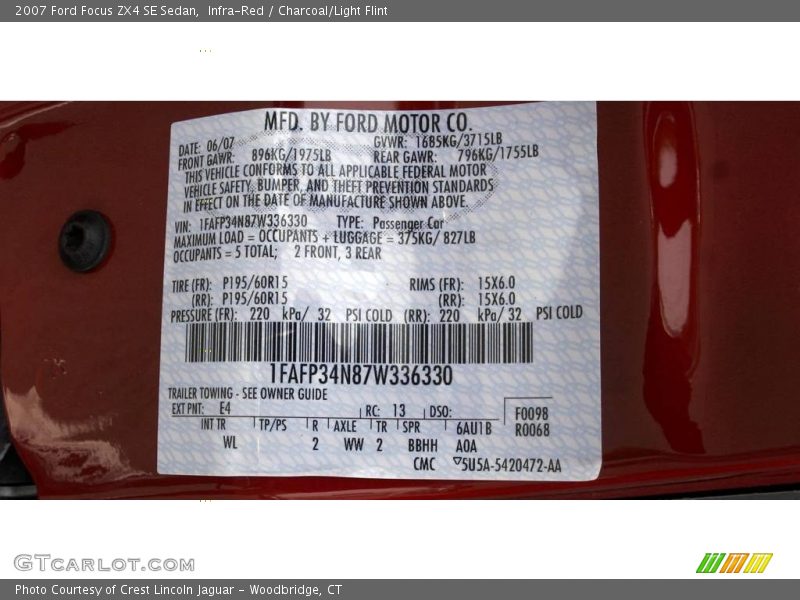 Infra-Red / Charcoal/Light Flint 2007 Ford Focus ZX4 SE Sedan