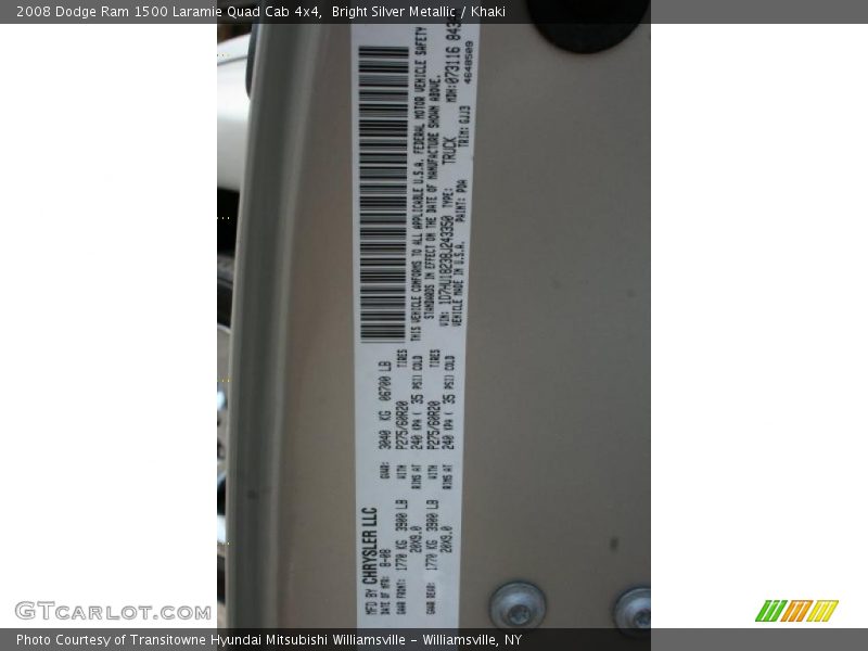 Bright Silver Metallic / Khaki 2008 Dodge Ram 1500 Laramie Quad Cab 4x4