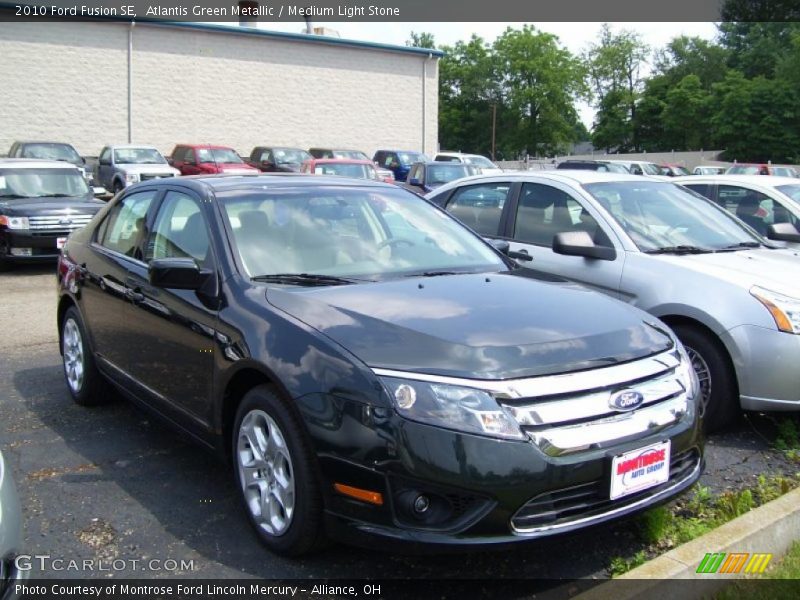 Atlantis Green Metallic / Medium Light Stone 2010 Ford Fusion SE