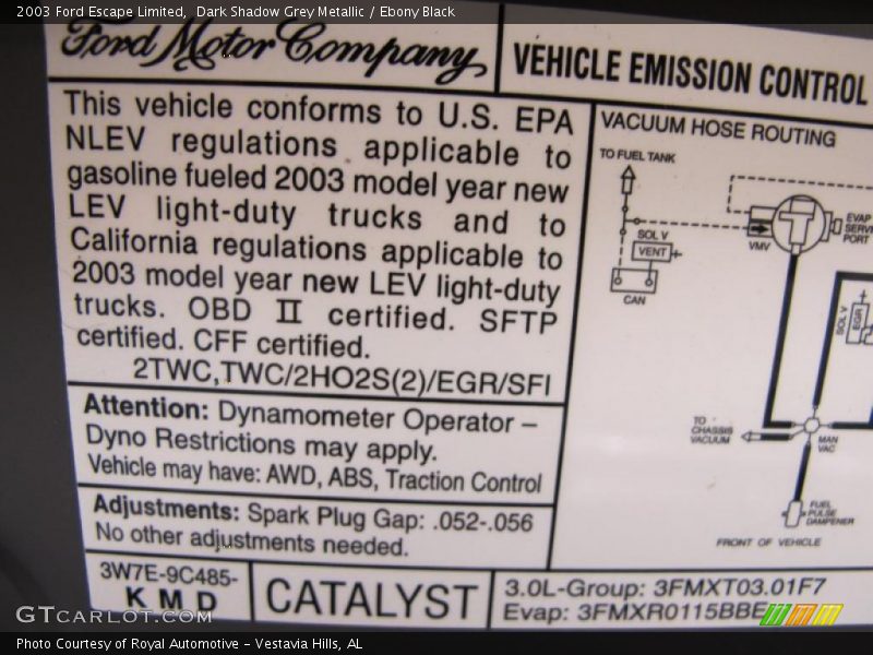 Dark Shadow Grey Metallic / Ebony Black 2003 Ford Escape Limited