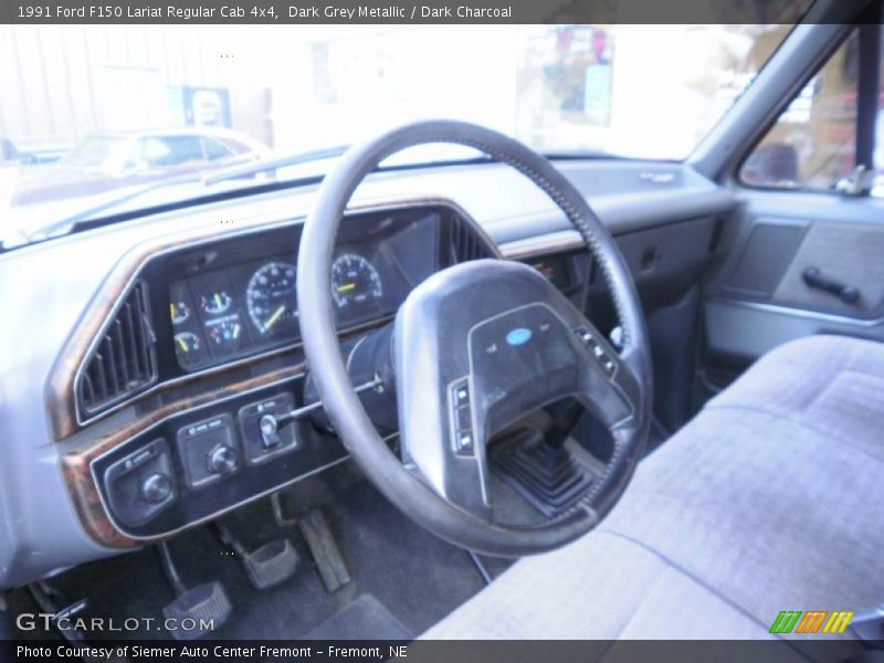 Dark Grey Metallic / Dark Charcoal 1991 Ford F150 Lariat Regular Cab 4x4
