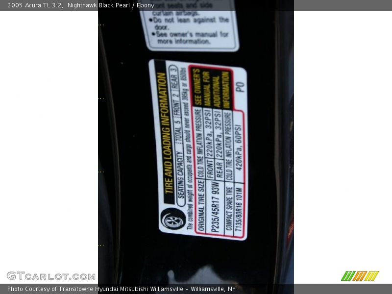 Nighthawk Black Pearl / Ebony 2005 Acura TL 3.2