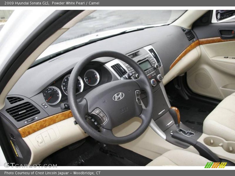 Powder White Pearl / Camel 2009 Hyundai Sonata GLS