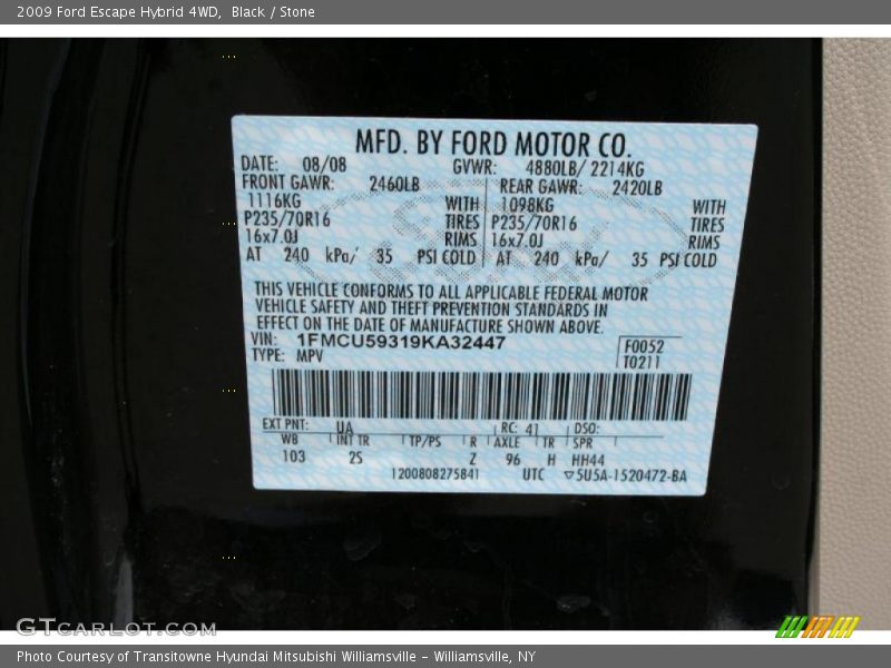 Black / Stone 2009 Ford Escape Hybrid 4WD