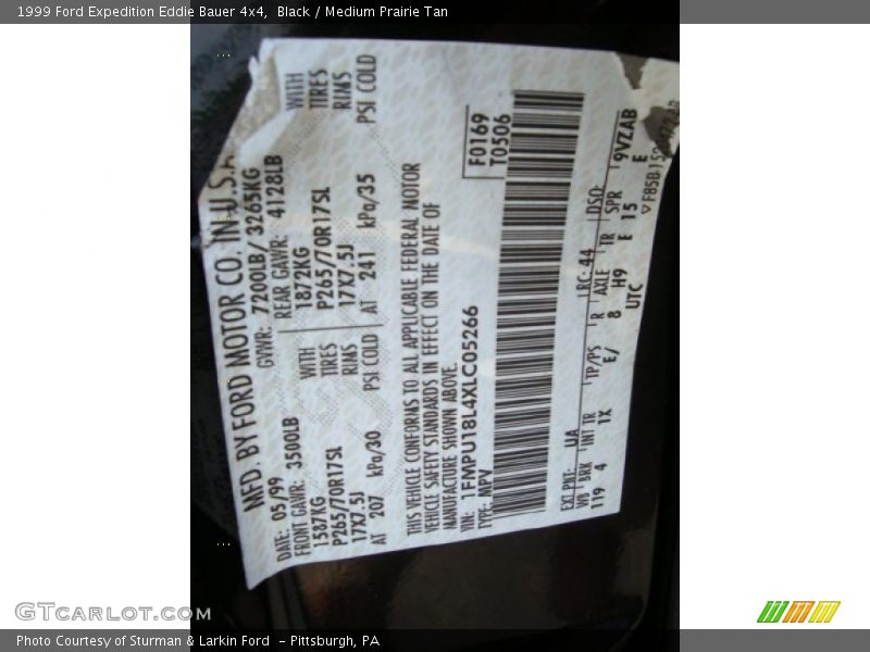 Black / Medium Prairie Tan 1999 Ford Expedition Eddie Bauer 4x4