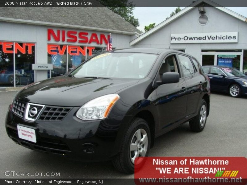 Wicked Black / Gray 2008 Nissan Rogue S AWD