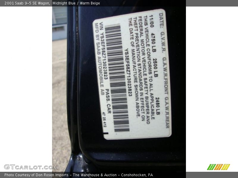 Midnight Blue / Warm Beige 2001 Saab 9-5 SE Wagon