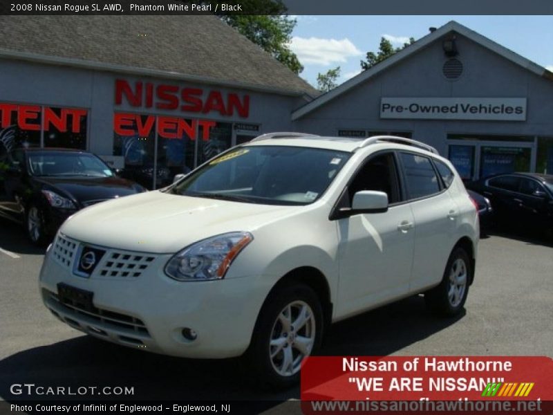 Phantom White Pearl / Black 2008 Nissan Rogue SL AWD