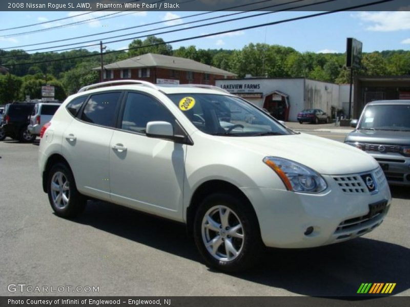 Phantom White Pearl / Black 2008 Nissan Rogue SL AWD