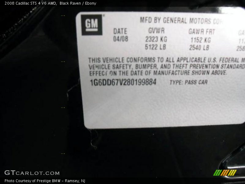 Black Raven / Ebony 2008 Cadillac STS 4 V6 AWD