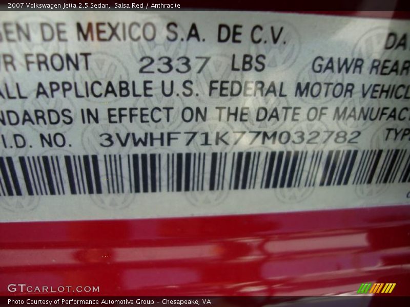 Salsa Red / Anthracite 2007 Volkswagen Jetta 2.5 Sedan