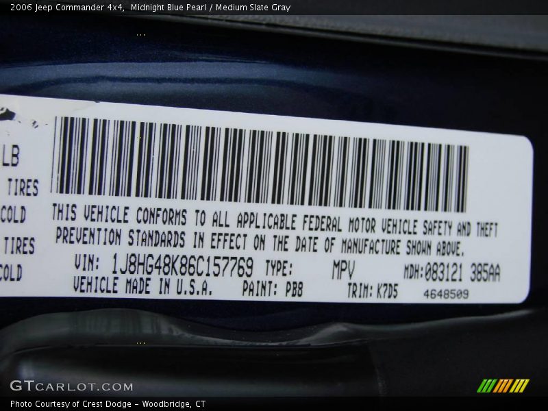 Midnight Blue Pearl / Medium Slate Gray 2006 Jeep Commander 4x4