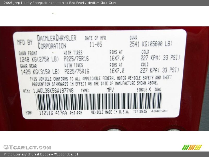 Inferno Red Pearl / Medium Slate Gray 2006 Jeep Liberty Renegade 4x4