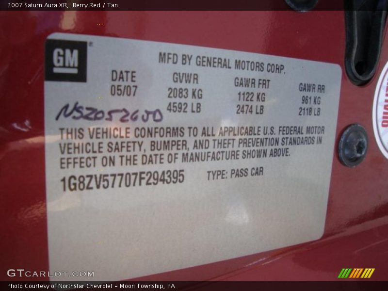 Berry Red / Tan 2007 Saturn Aura XR